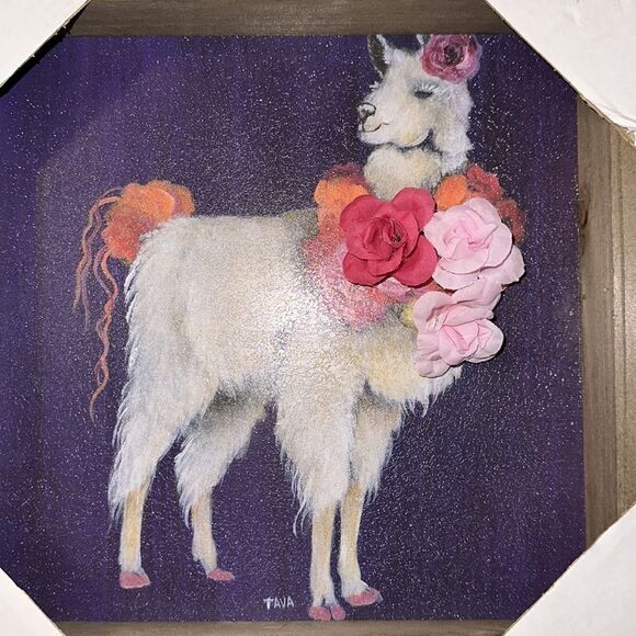 Shabby Chic Fancy Llama Square Boxed Art Print by TAVA - Picture 2 of 8